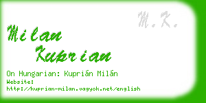 milan kuprian business card